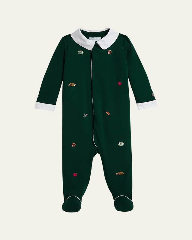 Boy's Interlock Knit Embroidered Coverall, Size Newborn-9